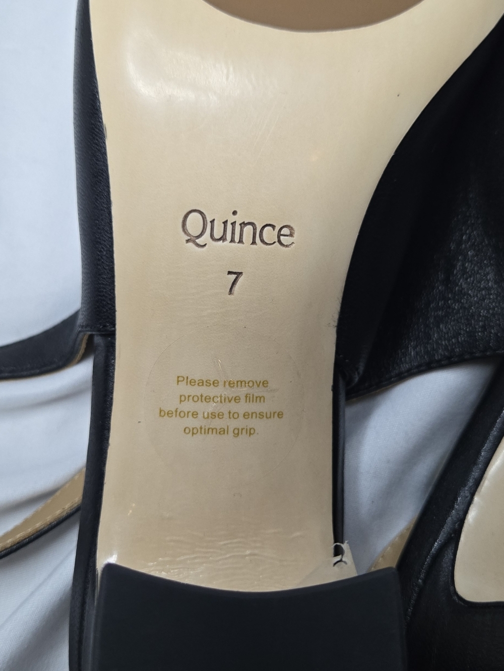 NWOT Quince Italian Black Leather 65MM Cap Toe Slingback Pump Women's 7 - Picture 11 of 12